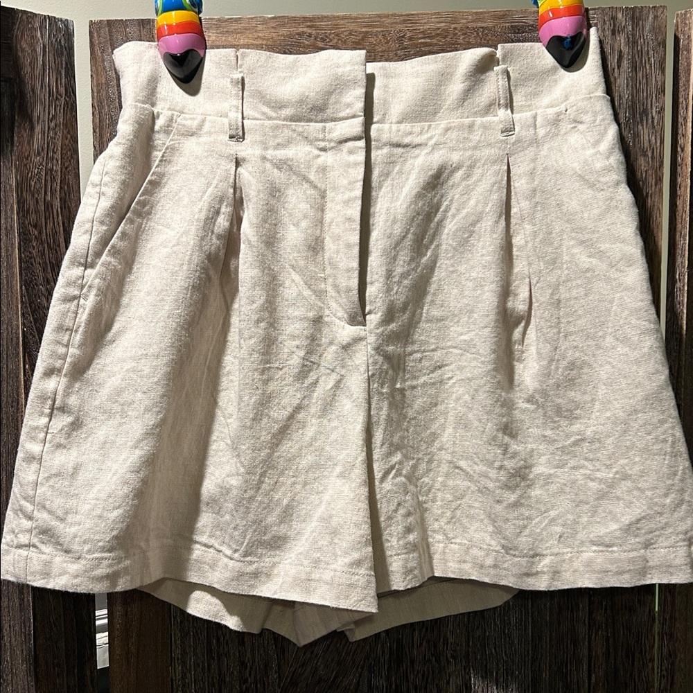 Elegant High Waist Cream Shorts